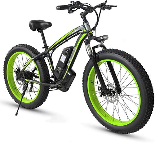 Vélos électriques : Vélos électriques, Fat Tire vélo électrique ebike 26" 4.0, Vélo de montagne for 21 adultes Vitesse Plage Hommes Sport VTT Suspension Avant mécanique Freins à disques , Bicyclette ( Color : Green )