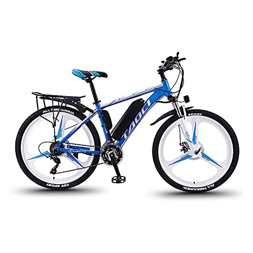 Vélos électriques : Vélos électriques Pour Adultes, Alliage De Magnésium Ebikes Bicycles De Tous Les Terrains, 26 "36" 36v 350w 8ah / 10ah / 13ah / 13ah Amovible Lithium-ion Battery Mountain Ebike P(Size:10ah, Color:Bleu)