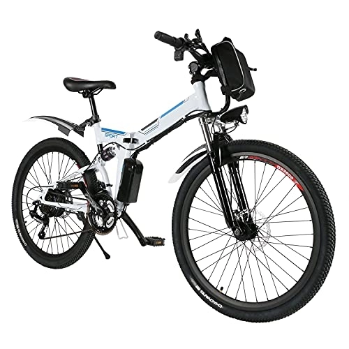 Vélos électriques : Vélos électriques Speedrid, VTT électriques pour Adultes, vélo électrique Pliant de Banlieue avec Batterie au Lithium 36V 8Ah et Roue intégrée élégante (36V / 8Ah 26'' Blanc)