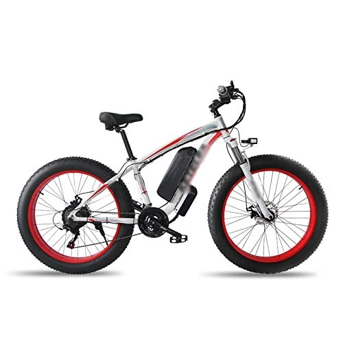Vélos électriques : WASEK Vélos électriques, motoneiges de Plage de Piscine en Alliage d'aluminium, cyclomoteurs à Gros pneus, véhicules électriques à Scooter (Red 26x18.5in)