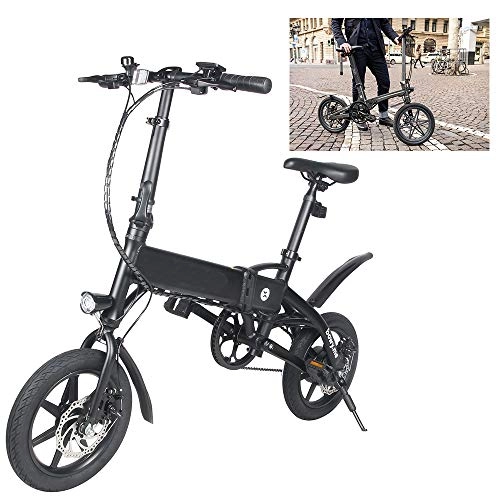 Vélos électriques : Wind Way Vélo Electrique Pliable Noir - Pneu Gonflabe 14 Pouces - Moteur 350W - Batterie 7, 8AH 42V - Distance 35KM - Vitesse Max 25KM / H - Écran LCD - LED - Siège Régulateur pour Enfants et Adultes