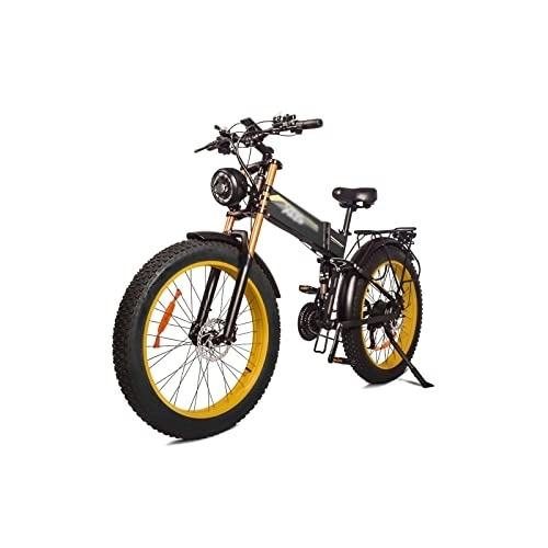 Vélos électriques : Wonzone ddzxc vélos électriques vélo électrique pliable batterie vélo électrique frein à disque huile 26 pouces VTT vélo de neige (couleur : jaune)