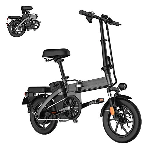 Vélos électriques : WSHA Vélo électrique Pliant de 14 ``, vélo de Banlieue électrique 350W avec Batterie au Lithium-ION 48V 14.4AH, Assistance au pédalage, pour Adolescents Adultes, Chargement 150kg / 330lbs