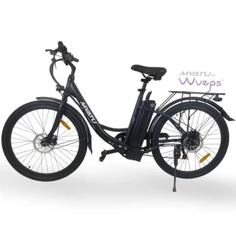 Vélos électriques : Wueps Vélo électrique 26" pour homme et femme - dérailleur Shimano - Moteur durable - Batterie longue durée - Fabriqué en UE - 25 km / h - Freins à disque, lumière LED (Noir)