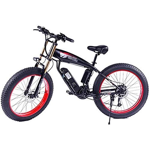 Vélos électriques : WXX Adulte vlo lectrique, 26 Pouces Fat Tire Neige vlo, 350W 48V 10Ah Amovible au Lithium-ION de vlos ebike, Plage Voiture lectrique, pour l'extrieur Cyclisme, Black Red