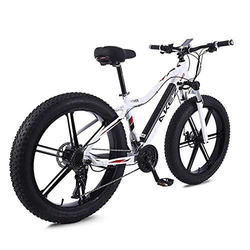 Vélos électriques : WXX Adulte vélo électrique, en Alliage d'aluminium 26 « Vélo de Montagne, épais Roue Neige vélos, 36V 10Ah 350W caché Batterie Amovible Lithium vélo, Blanc