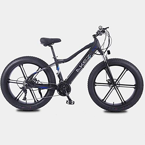Vélos électriques : WXX Adulte vélo électrique, en Alliage d'aluminium 26 « Vélo de Montagne, épais Roue Neige vélos, 36V 10Ah 350W caché Batterie Amovible Lithium vélo, Noir
