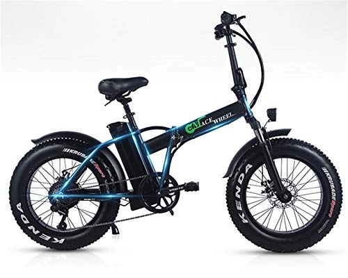Vélos électriques : WYFDM Vlo lectrique 20 Pouces De Cyclomoteur 48V VTT 4.0 Large Pneu Motoneige 2 Roues 500W Vlo lectrique Pliant Propulseur Pliable en Aluminium, Black