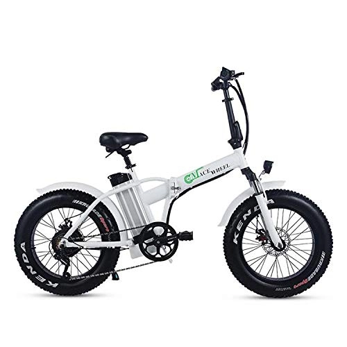 Vélos électriques : WYFDM Vélo Électrique 20 Pouces De Cyclomoteur 48V VTT 4.0 Large Pneu Motoneige 2 Roues 500W Vélo Électrique Pliant Propulseur Pliable en Aluminium, White