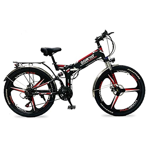 Vélos électriques : WZW Q5 26" Adultes Montagne Vélo Électrique 500W ACL Affichage Pliant Vélo électrique 48V / 10Ah Intégré Lithium Batterie Électronique Bicyclette 21 La Vitesse Engrenages (Couleur : C)