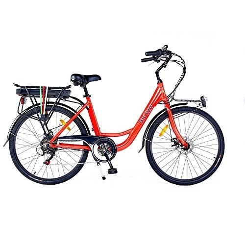 Vélos électriques : XBN Vélo Électrique, 26 Pouces Ebike 250W Moteur Velo Electrique, Batterie Lithium Amovible 36V / 7.5Ah, Shimano 6 Vitesses Vélo de Ville pour Homme Femme Adulte (Rouge)