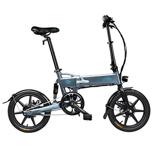Vélos électriques : XBSLJ Vlos lectriques, Vlo lectrique Pliable vlo Pliant Absorption des Chocs en Aluminium Commuting 250W pour Adultes et Adolescents ou vlo de Voyage Sports de Plein air-Gris
