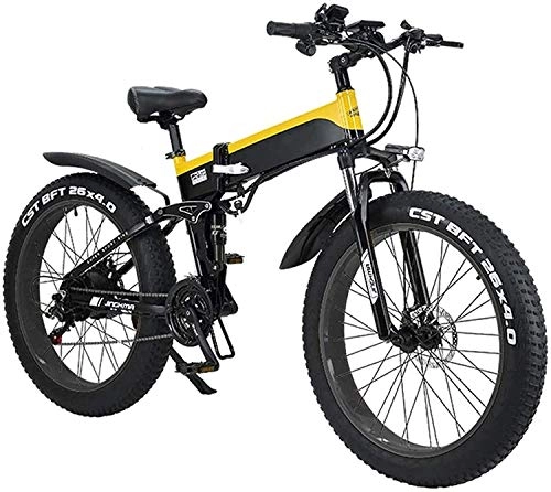 Vélos électriques : XINHUI Vélo de Neige électrique, Pliante vélo de la Ville de Montagne électrique, écran LED Vélo électrique Commute eBike 500W 48V 10Ah Moteur, 120kg Max Charge, Jaune