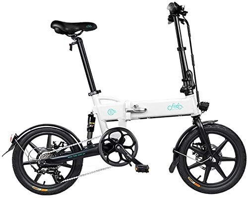 Vélos électriques : XTD Unisexe Vélo électrique - Aluminium Pliant Vélo électrique avec 250W Watt Moteur 16inch Pneu pour Travail Voyage à Vélo en Plein Air Et Le Navettage Out White