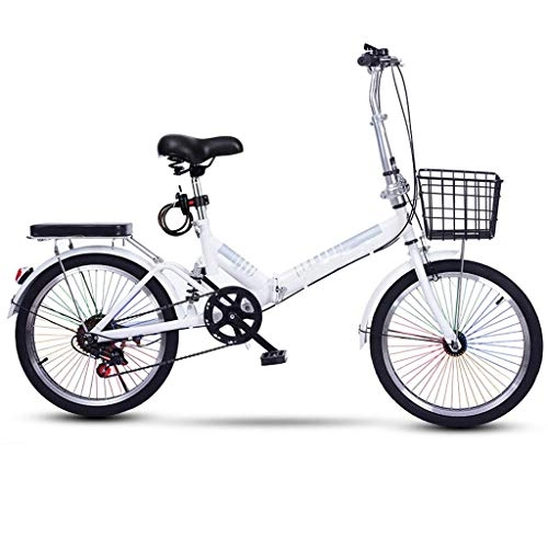 Vélos électriques : YANGSANJIN Vélo Pliant à Vitesse Variable pour Femmes, Roues de 20 Pouces, vélo pour Femmes Bike Cruiser Femmes pour Femmes, Hommes (Couleur: Blanc, Taille: Une Roue)