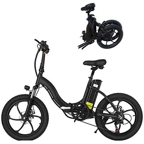Vélos électriques : YAOLAN Pliable Vélo électrique Fat Bike vélo de Montagne, 20” VTT de Neige, Amovible Batterie au Lithium-ION 48V 10Wh, Shimano 7 Vitesses, E-Bike pour Adulte (Noir)