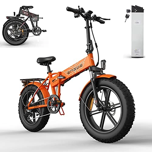 Vélos électriques : YIN QM 2 pièces Batterie vélo électrique 48V12.8A 20 * 4.0 Gros Pneu Neige e vélo 750W Puissant vélo électrique 45KM / H Montagne / Neige ebike, Orange