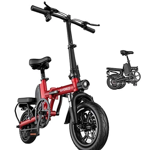 Vélos électriques : YuCar Vlo lectrique Pliant avec Batterie Lithium-ION 18650 Amovible de 48 V avec Moteur de 288 W et slecteur Shimano 3 Vitesses, Red