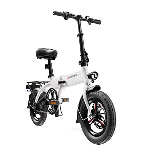 Vélos électriques : ZBB Vélos électriques Matériau léger d'alliage de magnésium Se Pliant portatif Facile pour Stocker l'E-Vélo Batterie au Lithium-ION de 36 V avec pédales Power Assist Roues de 14 Pouces, Blanc, 20to30KM