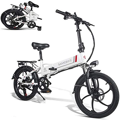 Vélos électriques : ZHANGY Vélo électrique 20 LVXD30 48V 10.4AH 350W 25 km / h Vélo électrique Pliable Vélo électrique 30-40 km Kilométrage Télécommande, Blanc
