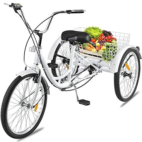 Vélos électriques : ZSMLB Vélos de Route Adultes vélos de Montagne vélo Tricycle Adulte 1 / 7 Vitesse 3 Roues pour Faire du Shopping avec Outils d'installation vélo à Trois Roues pour Hommes et Femmes