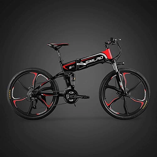 Vélos électriques : ZXL Vélo de Montagne Électrique, Vélo Électrique Pliant de 26 Pouces Avec Roue Intégrée À 6 Rayons En Alliage de Magnésium Super Léger, Engrenage À 21 Vitesses ， Suspension Intégrale de Qualité Supér