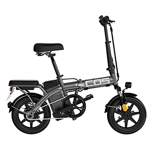 Vélos électriques : ZXQZ Vélos Électriques, Vélos Électriques Pliables Légers de Moteur Adulte de Batterie Au Lithium de 14 Pouces 48V 14.4Ah E-Bike Portatif, Gris