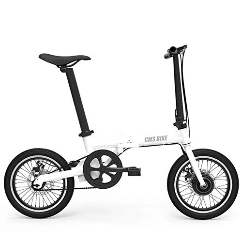 Vélos électriques : Électrique Pliant Urbain Vélo 16" Unisexe Adulte, Réglable Légère E-Bike Seul 6 Speed ​​Unisex Adult City Bike Trajets, Blanc
