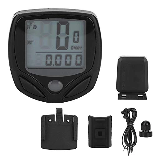 Fahrradcomputer : AMONIDA Fahrrad-Tachometer, LCD-Digitalanzeige Schwarzer englischer Fahrradcomputer, Kunststoff für Rennräder Mountainbikes