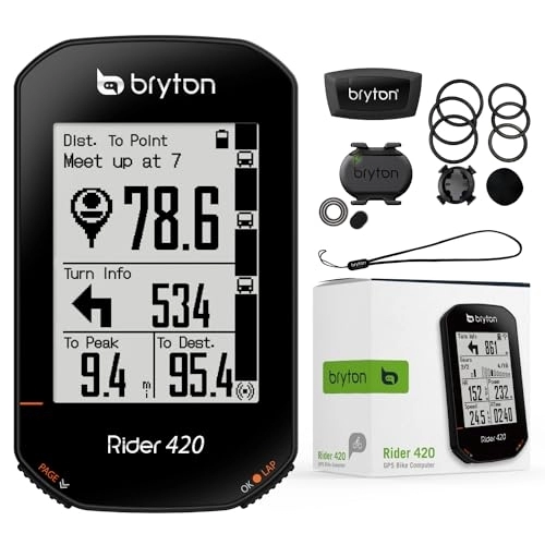 Fahrradcomputer : Bryton Rider 420 Sensor Bundle Wireless GPS Fahrrad Fahrradcomputer Kompatibel mit Bike Radar, 35 Stunden Lange Akkulaufzeit, Navigation mit Turn-by Turn Follow Track Bluetooth ANT Fahrradcomputer