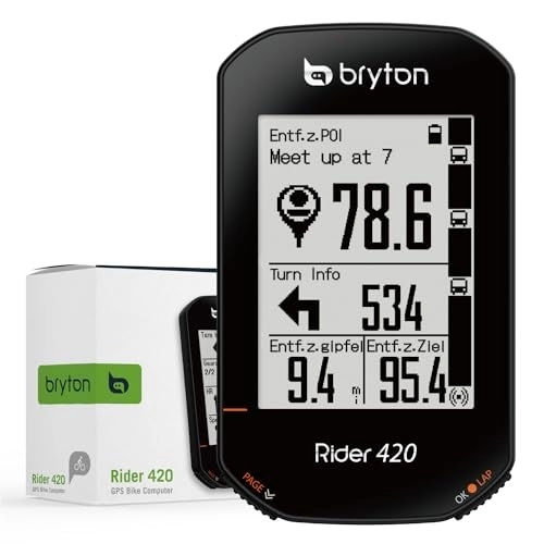 Fahrradcomputer : Bryton Unisex – Erwachsene 420E Rider, Schwarz, 83, 9 x 49, 9 x 16, 9 cm, 83.9x49.9x16.9