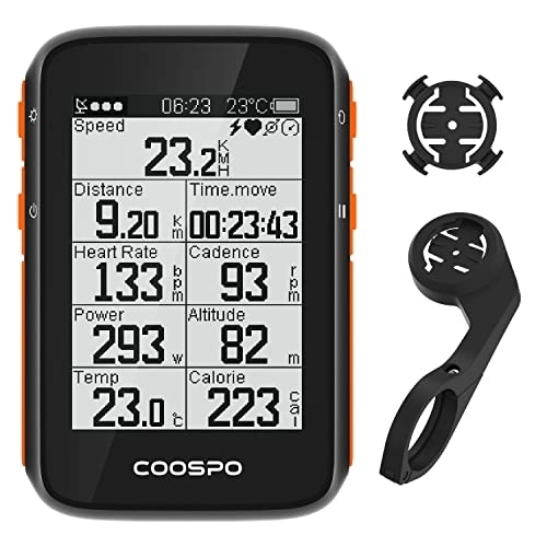 Fahrradcomputer : CooSpo GPS Fahrradcomputer Kabellos Navigation Fahrrad Tachometer Kilometerzähler mit 2, 4 Zoll LCD Display Wasserdicht IP67 Unterstützung Bluetooth 5.0 ANT+ 80Arten von Daten