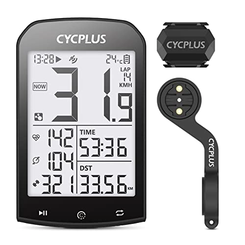Fahrradcomputer : CYCPLUS GPS Fahrradcomputer mit Trittfrequenz oder Geschwindigkeitssensor und Halterung, Großer Bildschirm Wasserdicht Fahrradtacho STRAVA Datensynchronisation Höhenmesser