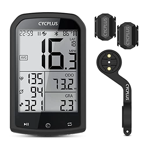 Fahrradcomputer : CYCPLUS GPS Fahrradcomputer mit Zwei Sensoren für Trittfrequenz und Geschwindigkeit und Halterung