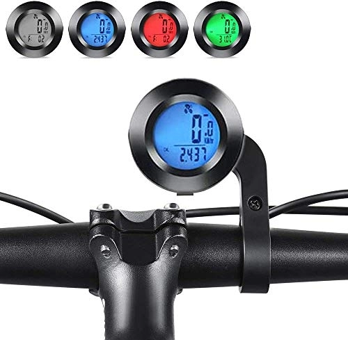 Fahrradcomputer : Dricar Fahrradcomputer, kabellos, wasserdicht, runder Fahrrad-Tachometer mit 3 Farben LCD-Hintergrundbeleuchtung, multifunktionaler Kilometerzähler, Geschwindigkeit, Zeit und Temperatur