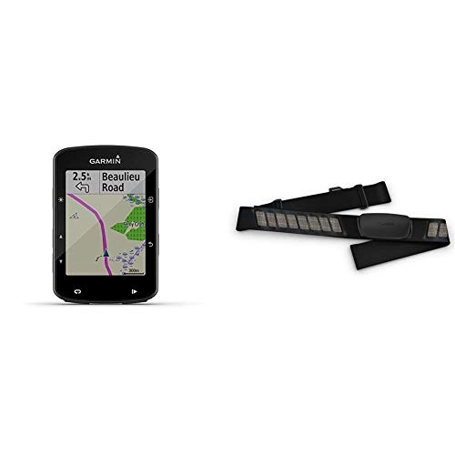 Fahrradcomputer : Garmin Edge 520 Plus GPS-Fahrradcomputer - Navigationsfunktionen, Europakarte, 2, 3“ Display & Premium-Herzfrequenz-Brustgurt Dual Basic, Herzfrequenzdaten in Echtzeit
