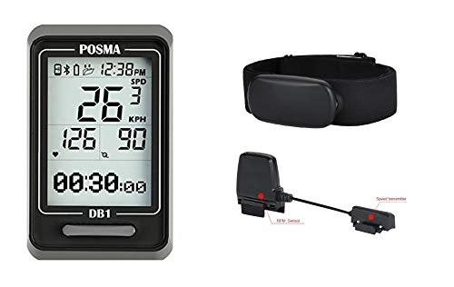 Fahrradcomputer : POSMA DB1 Bluetooth Fahrradcomputer Dual Mode BCB30 Geschwindigkeitskadenzsensor BHR30 Herzfrequenzmesser Value Kit – Link mit Smartphone iPhone