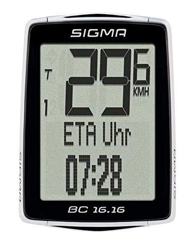 Fahrradcomputer : Sigma Sport Fahrrad Computer BC 16.16, 16 Funktionen, Ankunftszeit, Fahrradtacho mit Kabel, wasserdicht