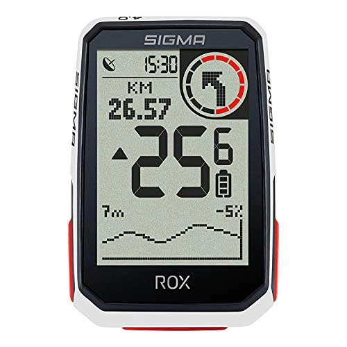 Fahrradcomputer : SIGMA SPORT ROX 4.0 White| Fahrradcomputer kabellos GPS & Navigation inkl. GPS Halterung | Outdoor GPS Navigation mit Höhenmessung