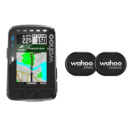 Fahrradcomputer : Wahoo ELEMNT ROAM V2 GPS-Fahrradcomputer & Wahoo RPM Geschwindigkeits- und Trittfrequenzsensor, Bluetooth / ANT+