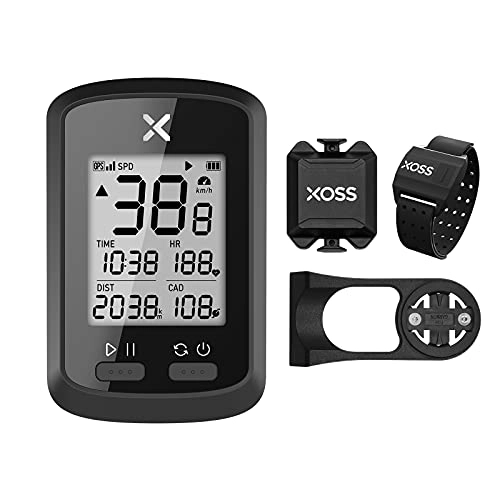 Fahrradcomputer : XOSS Fahrradcomputer G + Wireless GPS Tacho Wasserdicht Rennrad MTB Fahrrad Bluetooth ANT + mit Trittfrequenz (Combo 7)