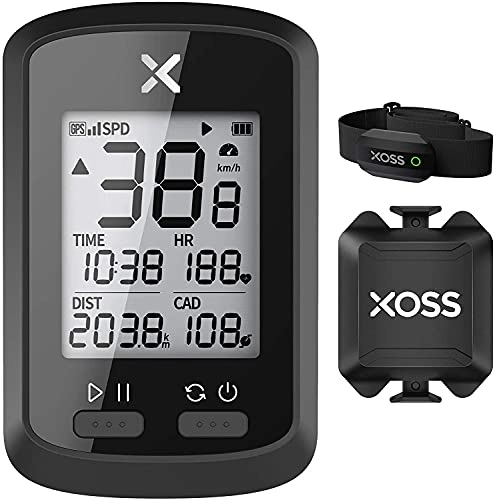 Fahrradcomputer : XOSS G+ GPS Fahrradcomputer, kabelloser Fahrradtacho, unterstützt ANT+ Peripheriegeräte, Verbindung mit Trittfrequenzsensor und Herzfrequenzsensor, Rennrad Mountainbike, Bluetooth-APP-Datenanalyse
