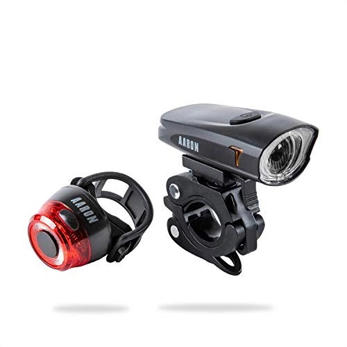 Fahrradpumpen : AARON LUX Fahrradlicht Set mit StVZO Zulassung | Hochwertiges LED USB Lichtset für Rennrad, E-Bike, Mountainbike, Trekkingrad & Tourenrad | Wiederaufladbares Frontlicht & Rücklicht IPX5 / 4 wasserdicht