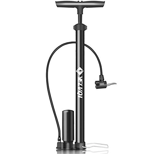 Fahrradpumpen : BCGT Fahrradpumpe Fahrradpumpe tragbar, Ballpumpenauflator Fahrradbodenpumpe mit Hochdruckpuffer (Color : Black)