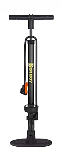 Fahrradpumpen : BenBoy Standpumpe Luftpumpe Fahrradpumpe Praktische Standluftpumpe Dual Kopf Reifen-Pumpe Fußpumpe mit Manometer für alle Ventile, CQT-001-Black1