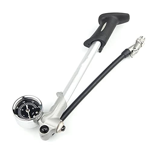 Fahrradpumpen : BWHNER Vordergabel tragbare Hochdruck-Fahrradpumpe, 2-in-1 Hochdruck-Stoßdämpferpumpe, mit Zwei Ventilen, für Mountainbike-Motorrad, Silber