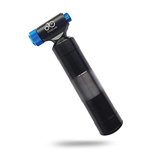 Fahrradpumpen : CYCPLUS CO2 Reifenpumpe Fahrrad Mini Pumpe CO2 Inflator kompatibel mit Presta und Schrader Ventil Kartuschenpumpe mit Metallgriffbehlter-Blau