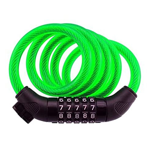 Fahrradpumpen : Fahrradschloss, 5 farbige Passwortsperre, Diebstahlsicherung, elektrische Autoschloss, Helmsperre-Grün