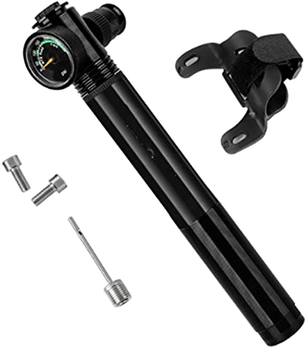 Fahrradpumpen : FCPLLTR 300 psi Mini-Fahrradpumpe mit Gauge Mountain Road Fahrrad Hochdruck Handluftpumpe CNC Radpumpenreifen-Inflator (Farbe: schwarz) (Color : Black)