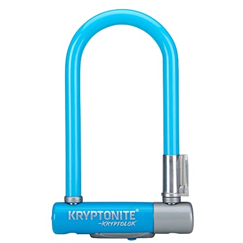 Fahrradpumpen : Kryptonite Unisex-Erwachsene Kryptolok Mini-7 W / Flexframe-u Bracket (Color-lt.Blue) Locks, Blue, 4" x 11.5" 12.7mm